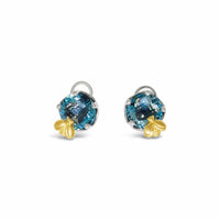round blue topaz earrings