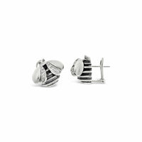 silver diamond bee earrings