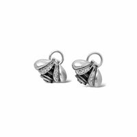 silver diamond bee earrings