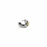 silver huggie hoop earrings with gold