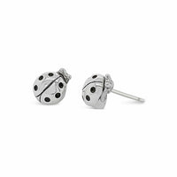 silver ladybug earrings