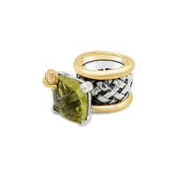 silver ring with gold rims and citrine stone