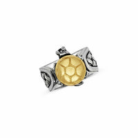 silver ring with gold turtle