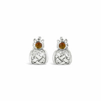 silver turtle gemstone scoop hoop earrings