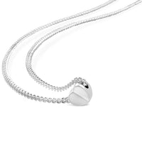 small floating love heart charm slide on thin narrow chain sterling silver