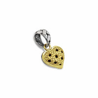 small gold and silver heart charm