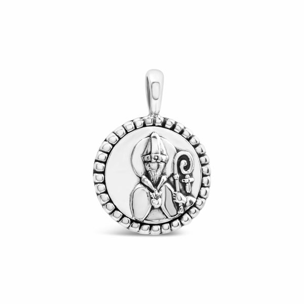 Claddagh Sterling Silver St. Augustine Of Hippo Medal Pendant With CZ Stones (1 Inch)