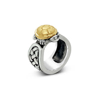 sterling silver ring with gold turtle