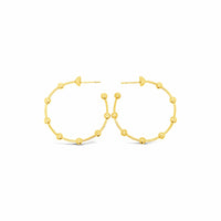 contemporary thin 18k gold ball wire hoop earring