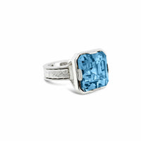 14mm square blue topaz ring