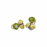 bee earrings with peridot stones