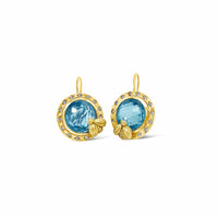 bezel drop earrings with blue topaz gold