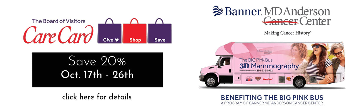 Advertisement for Banner MD Anderson Cancer Center with promotional text and a pink mammography bus.