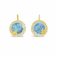 diamond bezel drop earrings blue topaz