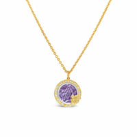 diamond bezel necklace with amethyst