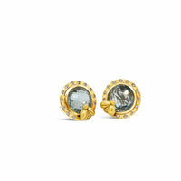 diamond bezel prasiolite earrings gold