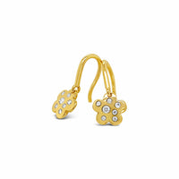 18k Gold earrings with floral designs and diamonds