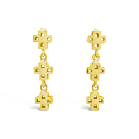 gold cross drop earrings