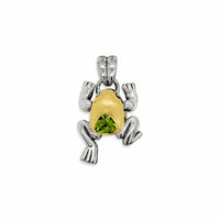 gold frog pendant with peridot