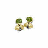 gold peridot earrings with bees