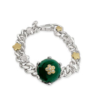 green stone bracelet silver