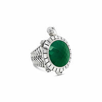 green stone ring silver