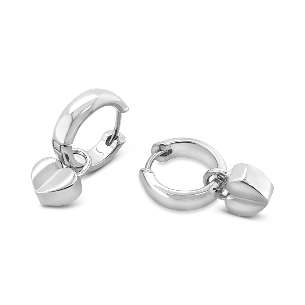 Silver Hoop Earrings With Hearts - Saint By Sarah Jane