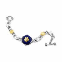 designer lapis lazuli bracelet with gold and silver flowers