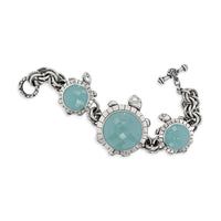 large turtle bracelet with aqua stone