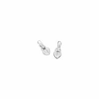 Pair of silver earrings on a white background