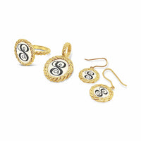 monogram dangle earrings gold