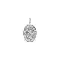 oval medal with our lady of guadalupe carving in silver