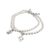 pearl bracelet with angel silver