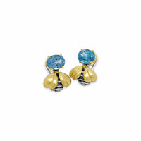 saint bee earrings with blue topaz