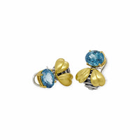 saint bee earrings with blue topaz