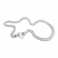 silver curb chain necklace with heart clasp