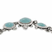 silver turtle bracelet with blue stones