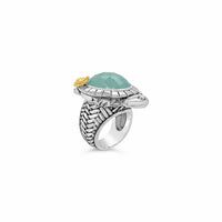 silver turtle ring aqua chalcedony