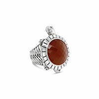 silver turtle ring carnelian