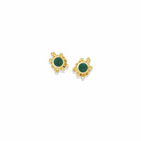 turtle earring studs with green onyx