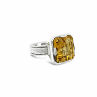 yellow citrine cocktail ring silver