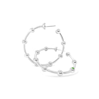 SILVER HOOP EARRING WITH BEADS