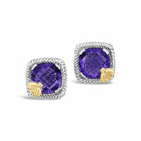 Silver Trenza And Gold Bee Sky Blue Topaz Earrings