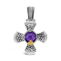 Silver Trenza Gemstone Cross Pendant With Gold Bee And Blue Topaz