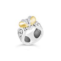 bee ring with diamonds and gold wings