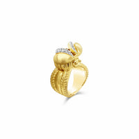 big gold bee ring with diamonds