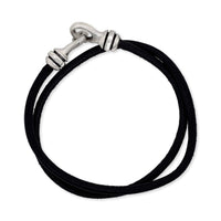 black leather cord necklace silver clasp