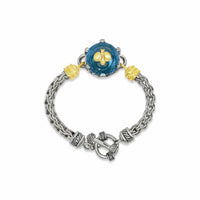blue topaz bracelet with etruscan chain