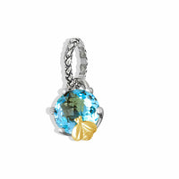blue topaz pendant with gold bee