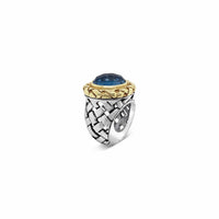 blue topaz ring with gold bezel